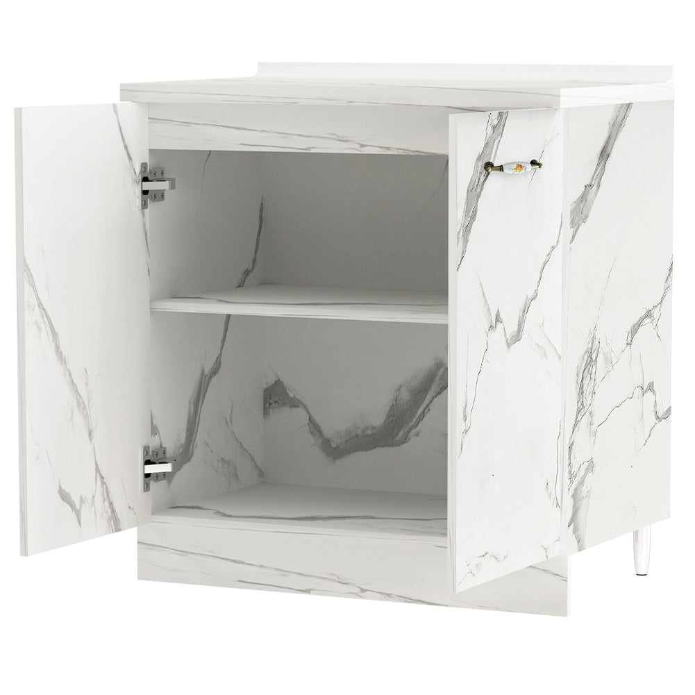 Mobile Cucina Base 2 Ante Componibile in Legno Colore Bianco Marmo 80x50 H85cm