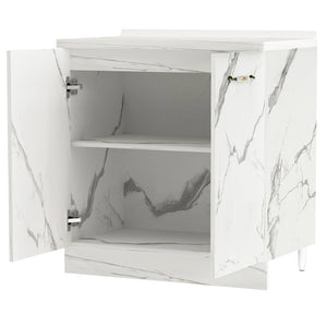 Mobile Cucina Base 2 Ante Componibile in Legno Colore Bianco Marmo 80x50 H85cm