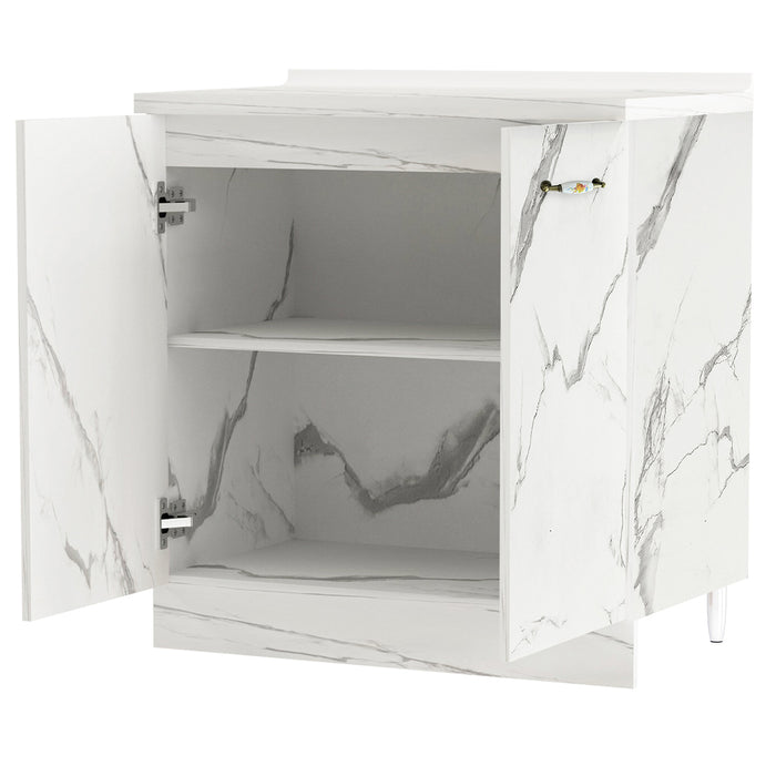 Mobile Cucina Base 2 Ante Componibile in Legno Colore Bianco Marmo 80x50 H85cm