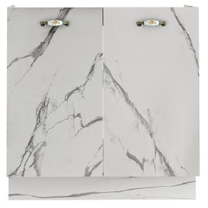 Mobile Cucina Sottolavello Componibile in Legno Colore Bianco Marmo 2 Ante 80cm