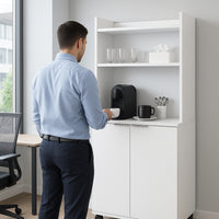 Mobile Multiuso in Legno Angolo Bar snack Ufficio Credenza con Ruote 2Ante