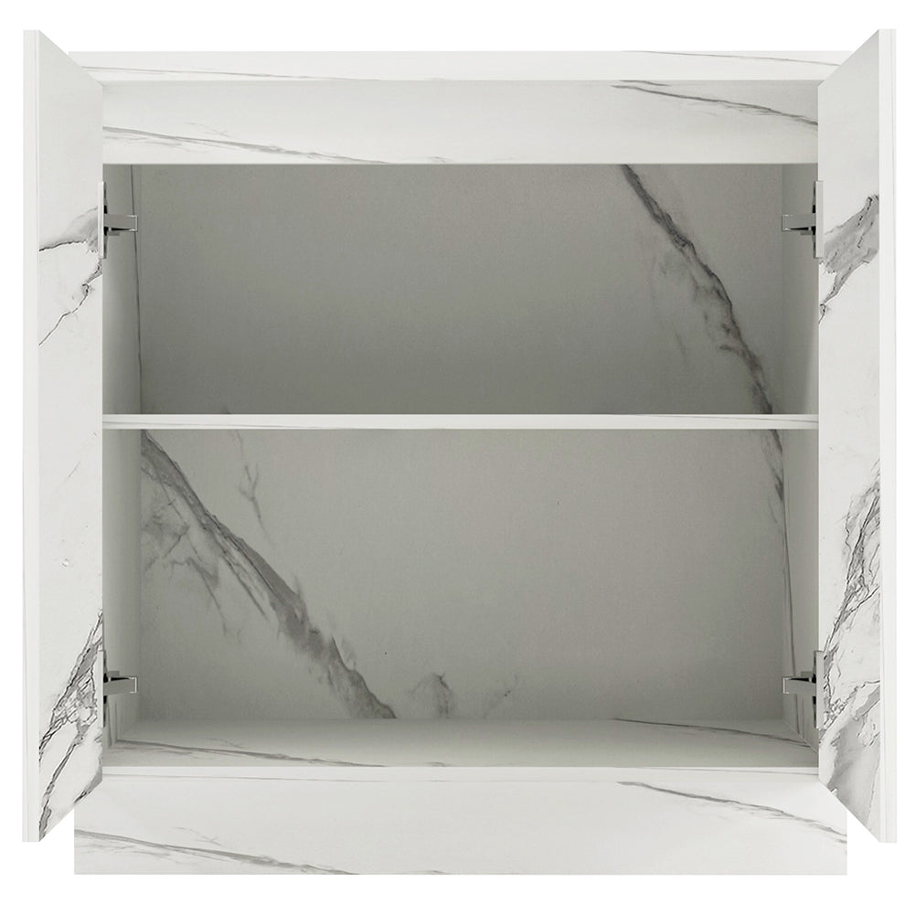 Mobile Cucina Base 2 Ante Componibile in Legno Colore Bianco Marmo 80x50 H85cm