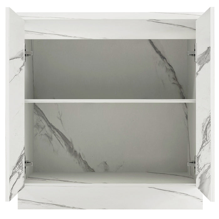 Mobile Cucina Base 2 Ante Componibile in Legno Colore Bianco Marmo 80x50 H85cm