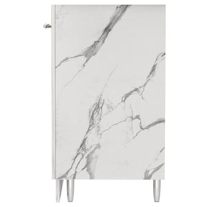 Mobile Cucina Sottolavello Componibile in Legno Colore Bianco Marmo 2 Ante 80cm