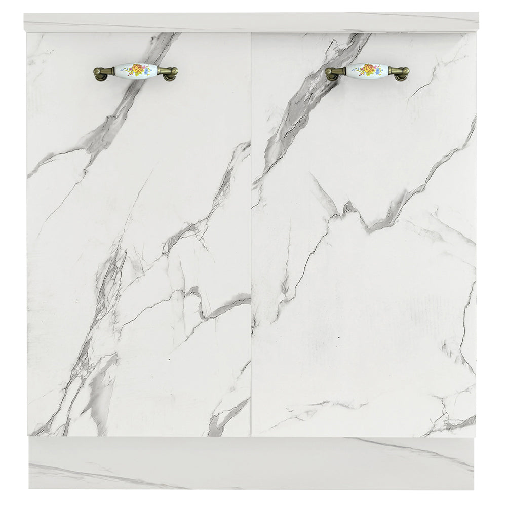 Mobile Cucina Base 2 Ante Componibile in Legno Colore Bianco Marmo 80x50 H85cm