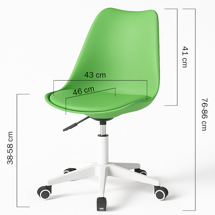 Sedia Ufficio Ergonomica Regolabile 4ruote Girevoli Design Moderno Verde