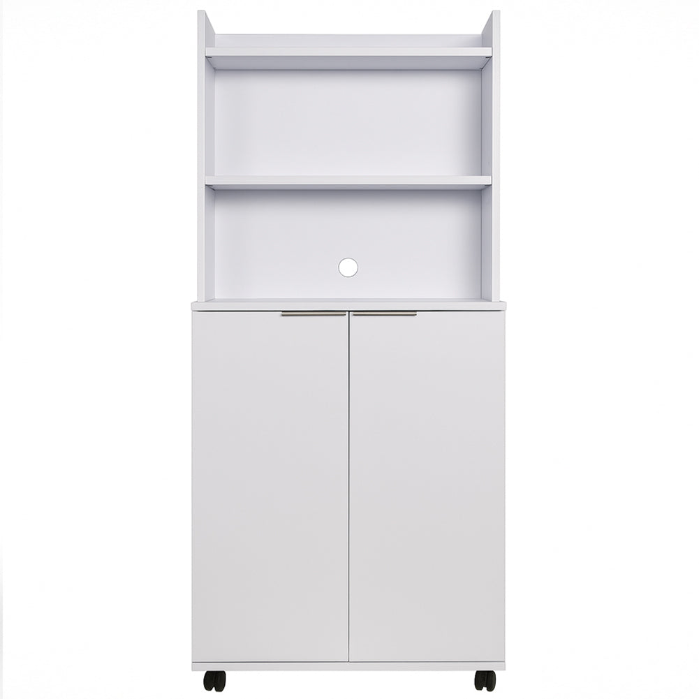 Mobile Multiuso in Legno Angolo Bar snack Ufficio Credenza con Ruote 2Ante