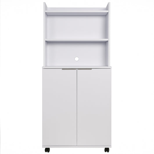 Mobile Multiuso in Legno Angolo Bar snack Ufficio Credenza con Ruote 2Ante