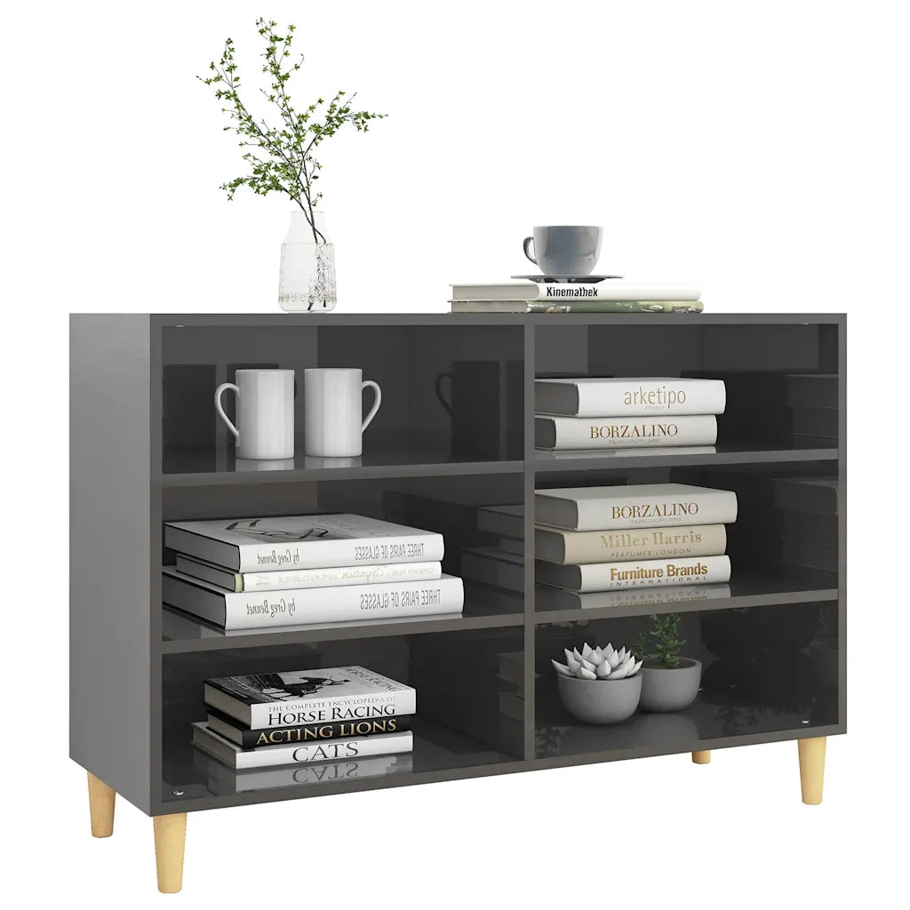 Credenza Grigio Lucido 103,5x35x70 cm in Legno Multistrato 806039