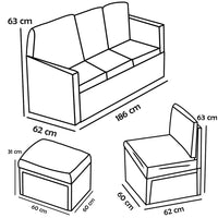 Set 4 Pezzi Salotto per Esterni Giardino in Polyrattan Anti UV con Cuscini Blu