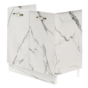 Mobile Cucina Sottolavello Componibile in Legno Colore Bianco Marmo 2 Ante 80cm