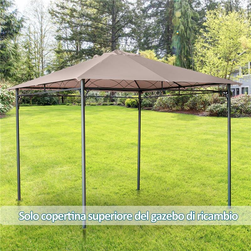 TETTO DI RICAMBIO PER GAZEBO 3X3M IN POLIESTERE CON PRESE D'ARIA E FORI DI DRENAGGIO BEIGE