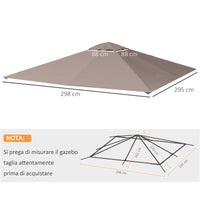 TETTO DI RICAMBIO PER GAZEBO 3X3M IN POLIESTERE CON PRESE D'ARIA E FORI DI DRENAGGIO BEIGE