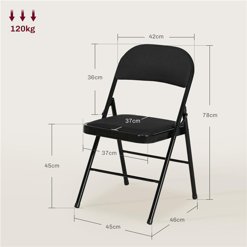 SET DI 4 SEDIE PIEGHEVOLI CON SEDUTA IMBOTTITA IN POLIESTERE E STRUTTURA IN ACCIAIO NERO