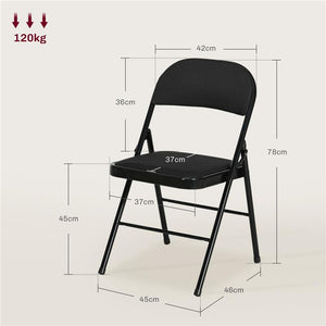 SET DI 4 SEDIE PIEGHEVOLI CON SEDUTA IMBOTTITA IN POLIESTERE E STRUTTURA IN ACCIAIO NERO