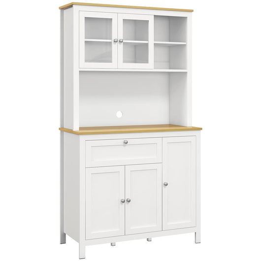 DISPENSA CUCINA CON CASSETTI RIPIANI APERTI E SCAFFALI REGOLABILI IN LEGNO 100X40X180 CM BIANCO