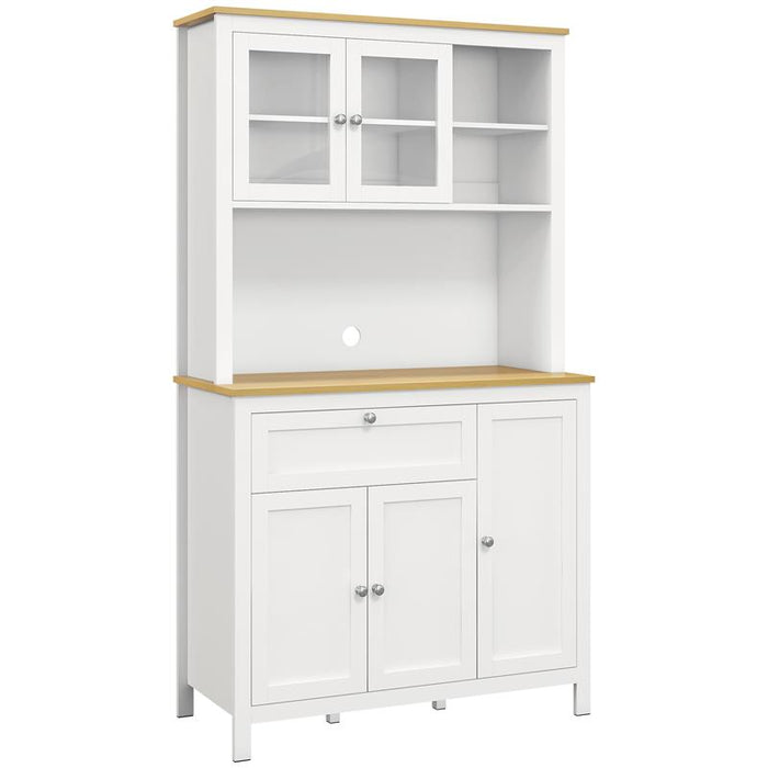 DISPENSA CUCINA CON CASSETTI RIPIANI APERTI E SCAFFALI REGOLABILI IN LEGNO 100X40X180 CM BIANCO