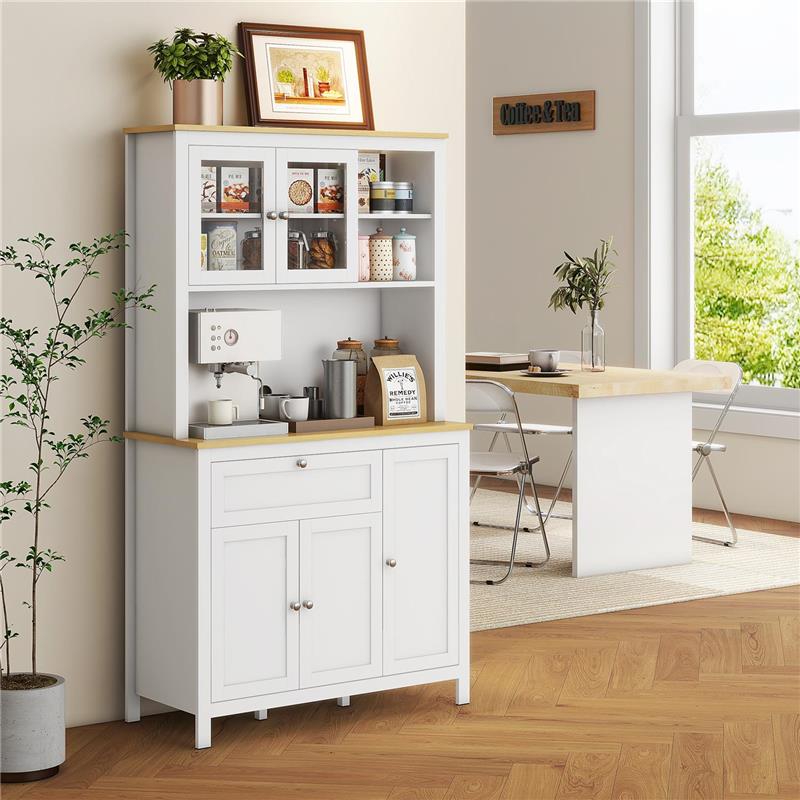 DISPENSA CUCINA CON CASSETTI RIPIANI APERTI E SCAFFALI REGOLABILI IN LEGNO 100X40X180 CM BIANCO