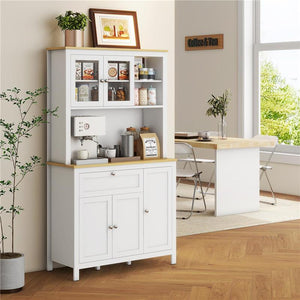 DISPENSA CUCINA CON CASSETTI RIPIANI APERTI E SCAFFALI REGOLABILI IN LEGNO 100X40X180 CM BIANCO