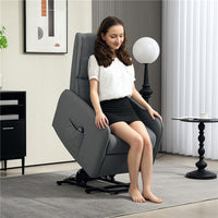 POLTRONA ALZAPERSONA ELETTRICA RECLINABILE CON TELECOMANDO E TASCA IN TESSUTO GRIGIO CARBONE