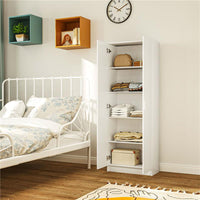 MOBILE MULTIUSO MODERNO CON 5 RIPIANI E LIVELLI REGOLABILI IN LEGNO 60X31.5X165 CM BIANCO