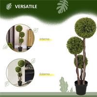 PIANTA DI BOSSO ARTIFICIALE A 3 SFERE CON VASO INCLUSO E FONDO RINFORZATO ALTEZZA 115 CM