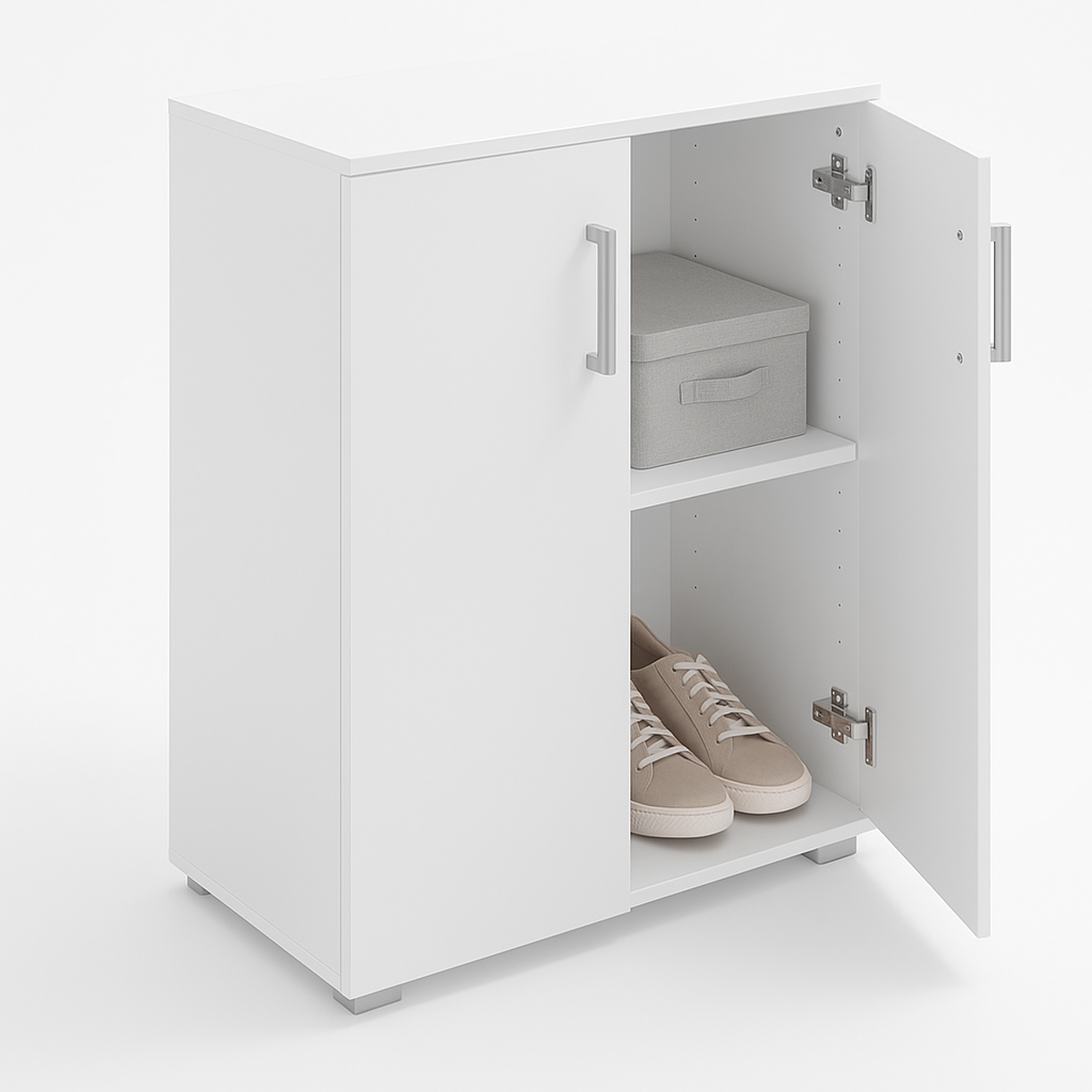 Madia Mobiletto Credenzina Legno 2Ante 2Ripiani Cucina Bagno Ufficio Salvaspazio