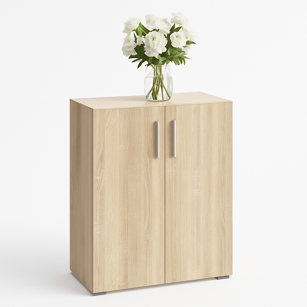 Madia Mobiletto Credenzina Legno 2Ante 2Ripiani Cucina Bagno Ufficio Salvaspazio