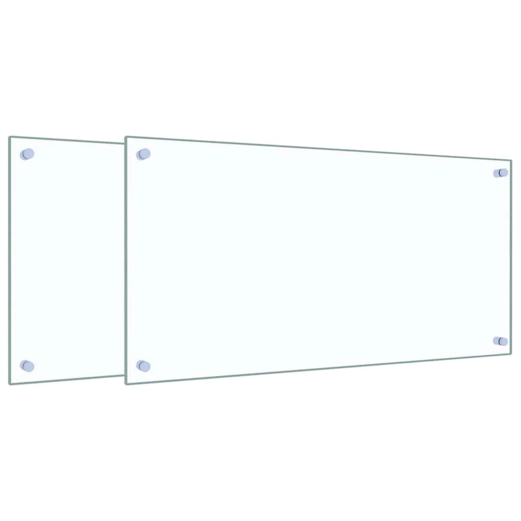 Set di 2 paraschizzi per cucina 80 x 40 cm moderni in vetro temperato trasparente 02_0055735