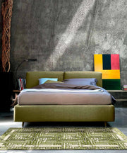Tappeto moderno BANGKOK VERDE contemporaneo geometrico astratto, tappetino multiuso lavabile antiscivolo cm.55x80