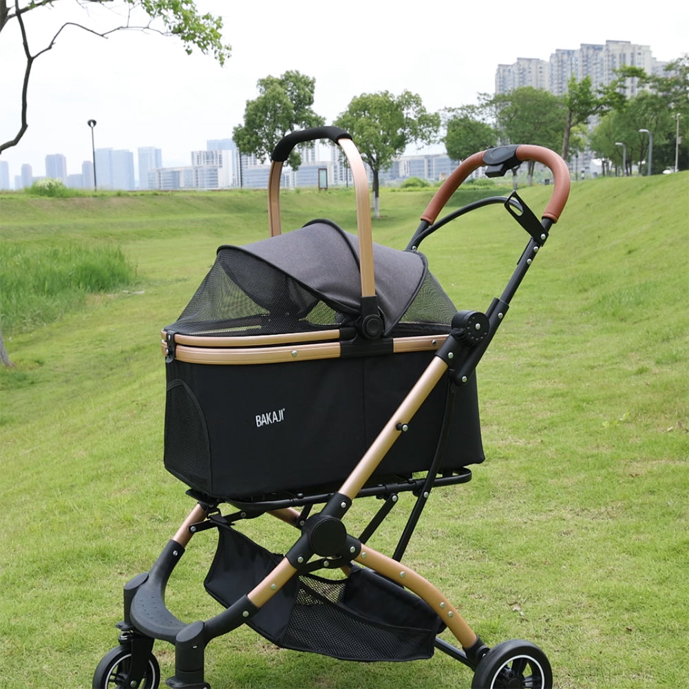 Passeggino 2in1 per Animali Domestici Carrozzina Cani e Gatti Convertibile Nero