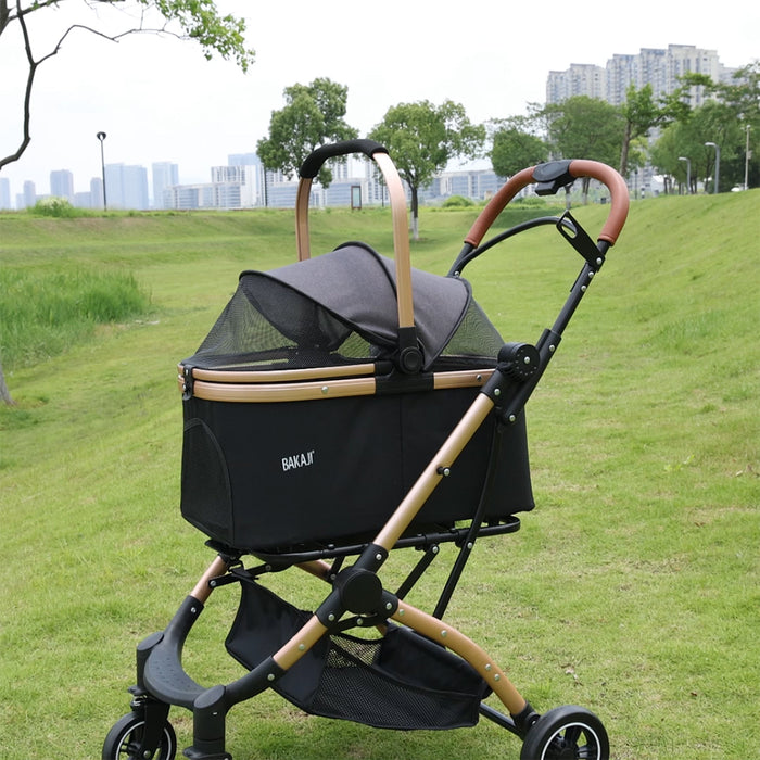 Passeggino 2in1 per Animali Domestici Carrozzina Cani e Gatti Convertibile Nero