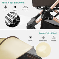 Passeggino 2in1 per Animali Domestici Carrozzina Cani Gatti Convertibile Marrone