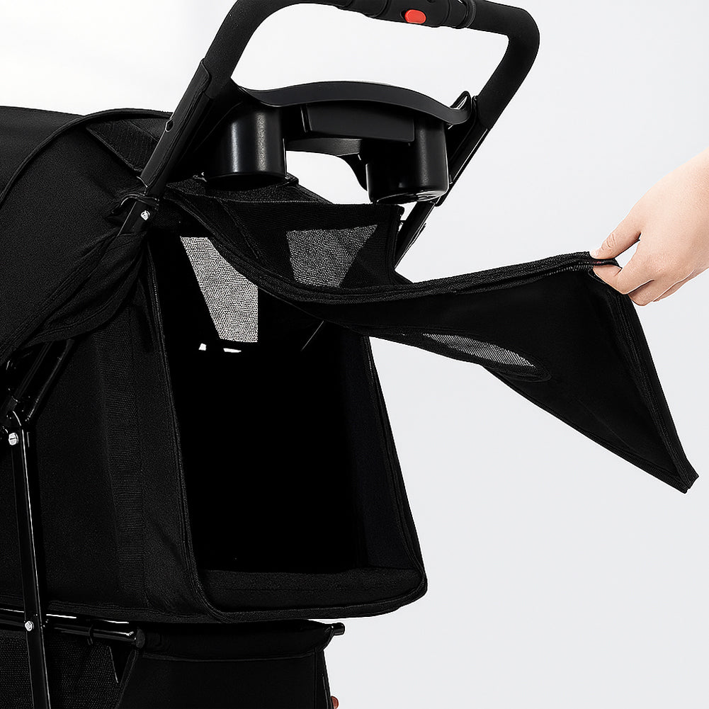 Passeggino per Cani e Gatti Carrozzina Animali Domestici Pieghevole Nero 30Kg