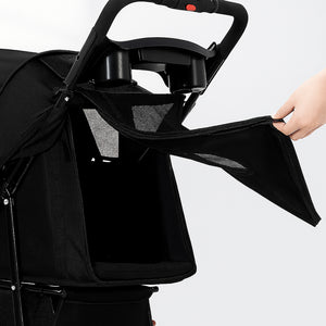 Passeggino per Cani e Gatti Carrozzina Animali Domestici Pieghevole Nero 30Kg