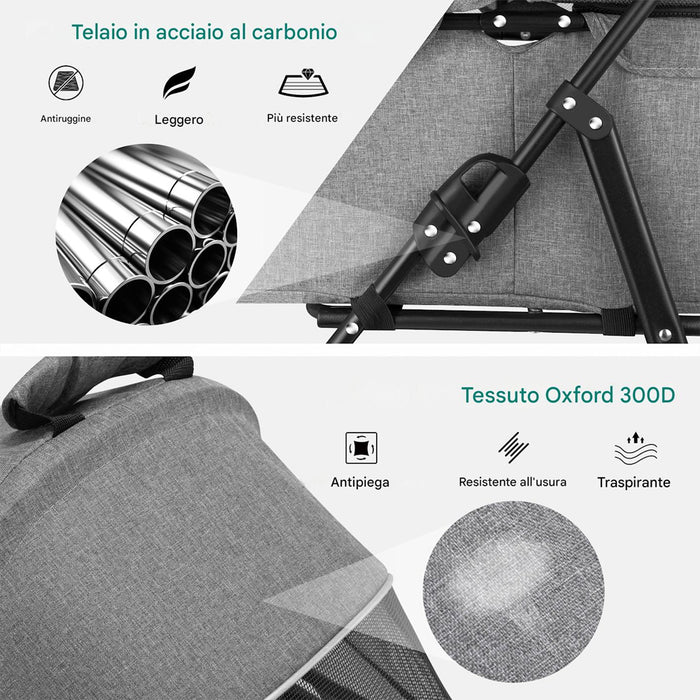 Passeggino per Animali Domestici Cestello Rimovibile Carrozzina Cani Gatti Grigio