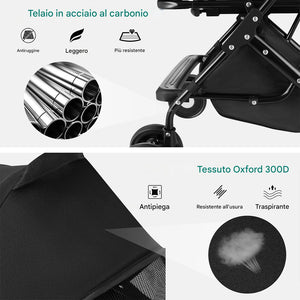 Passeggino per Cani e Gatti con Traportino Rimovibile per Animali Domestici Nero