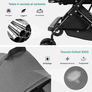 Passeggino per Cani e Gatti Traportino Rimovibile per Animali Domestici Grigio