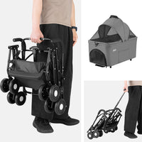 Passeggino per Cani e Gatti Traportino Rimovibile per Animali Domestici Grigio