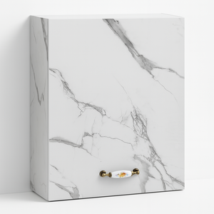 Mobile Cucina Pensile 1 Anta Componibile in Legno Colore Bianco Marmo 60x32 H72cm