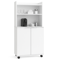 Mobile Multiuso in Legno Angolo Bar snack Ufficio Credenza con Ruote 2Ante