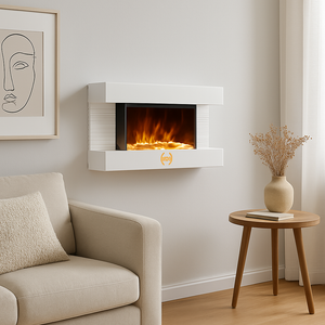 Camino Elettrico da Parete con LED Fiamma Realistica e Telecomando 2000W  82cm