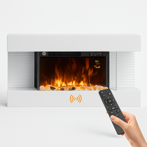 Camino Elettrico da Parete con LED Fiamma Realistica e Telecomando 2000W  82cm
