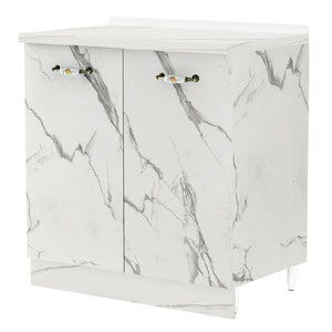Mobile Cucina Base 2 Ante Componibile in Legno Colore Bianco Marmo 80x50 H85cm