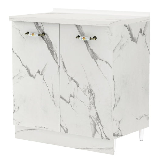 Mobile Cucina Base 2 Ante Componibile in Legno Colore Bianco Marmo 80x50 H85cm