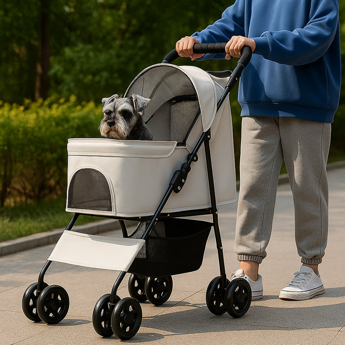 Passeggino Pieghevole per Cani e Gatti Taglia Media-Grande fino a 30kg Grigio