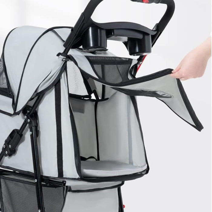 Passeggino Pieghevole per Cani e Gatti Taglia Media-Grande fino a 30kg Grigio