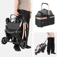 Passeggino Carrozzina 2in1 per Cani Gatti Trasportino Removibile Pieghevole 50kg