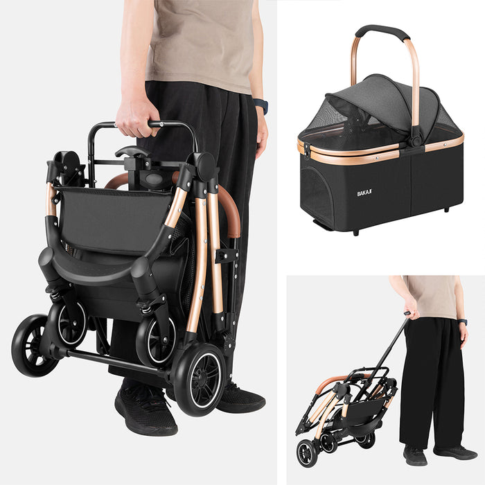 Passeggino Carrozzina 2in1 per Cani Gatti Trasportino Removibile Pieghevole 50kg