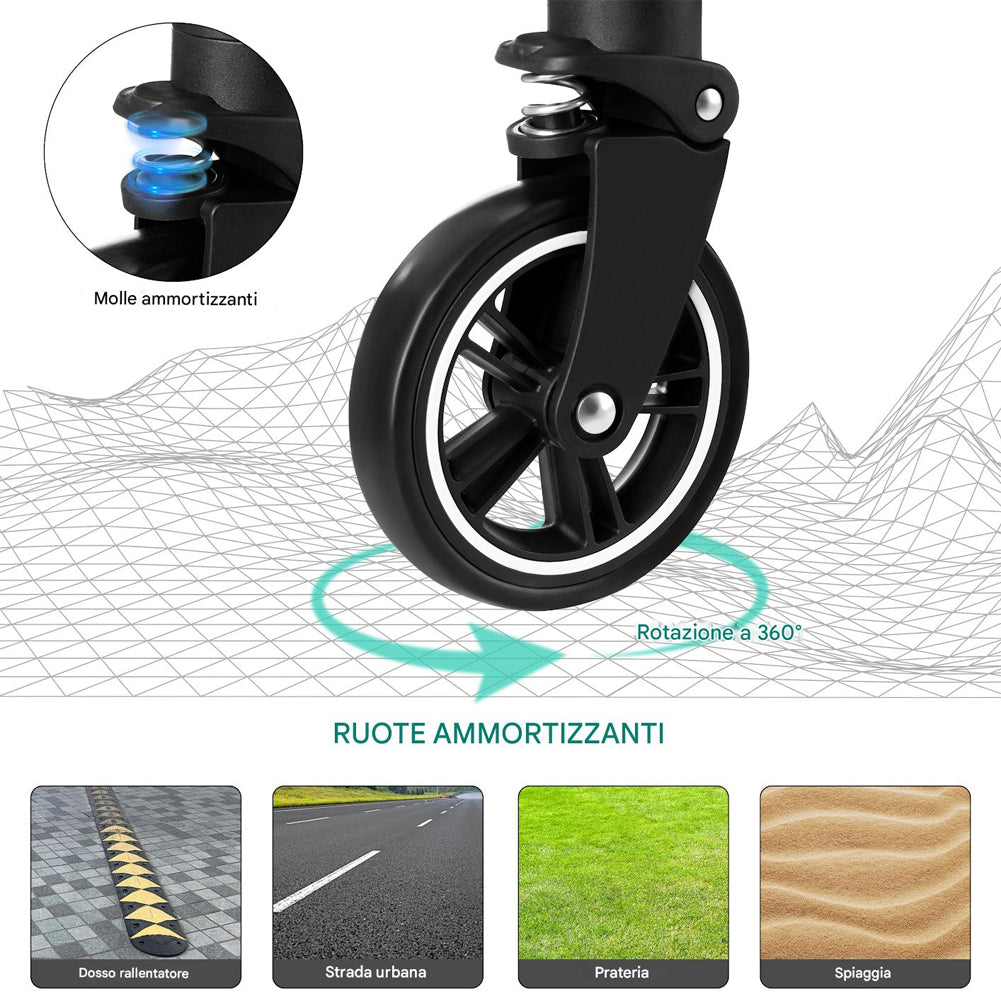 Passeggino Carrozzina 2in1 per Cani Gatti Trasportino Removibile Pieghevole 50kg